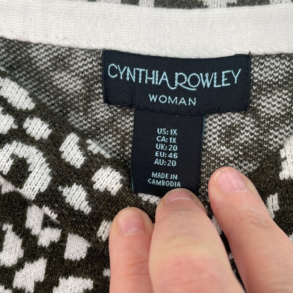 Cynthia Rowley Leopard Quarter Length Sleeve sweater 1X - Picture 4 of 6